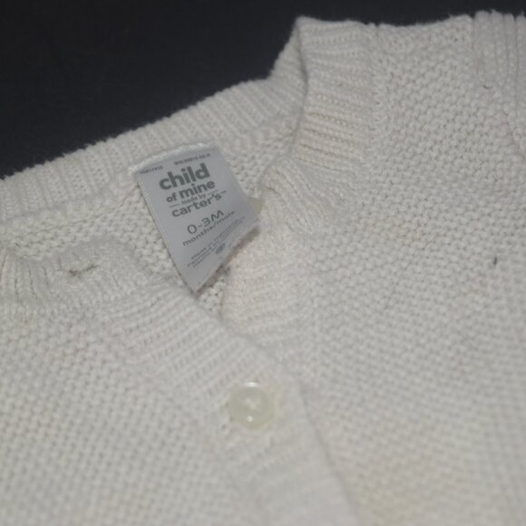 Child of mine Carter's white knitted sweater 0-3 months - Picture 3 of 4